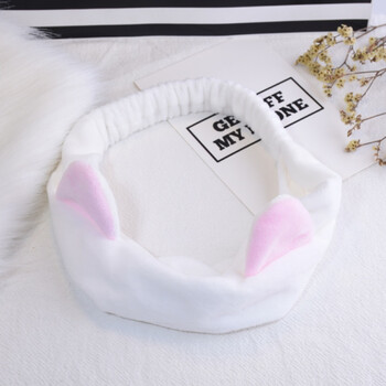 宽交叉松紧百搭韩版简约发箍头饰发带韩版头饰甜美森女系 兔耳朵白色