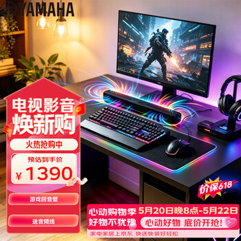雅马哈（Yamaha）回音壁音响SR-C20A 蓝牙电脑音响条形音箱客厅影音电视虚拟5.1声道环绕游戏音箱黑色