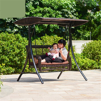 户外秋千吊椅双人庭院阳台秋千椅室外阳台编藤摇椅藤椅吊床 二人位