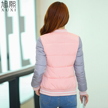 旭熙2015秋冬新款糖果色棉服加厚棒球夹克短外套女XQ502 粉红 XXL