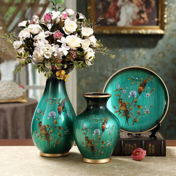 电视柜高端花瓶花艺套装简约熏香装饰品摆件黑色装饰柜客厅玻璃欧 墨