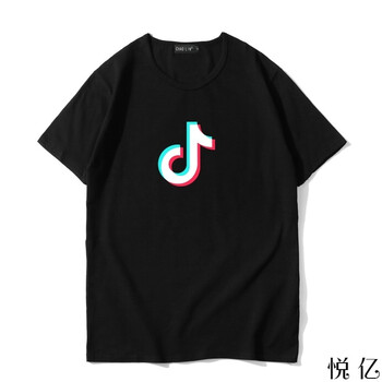 抖音logo同款短袖t恤 青少年网红短视频热门上衣男女生夏季情侣个性