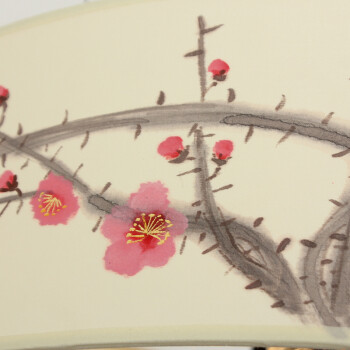 现代中式圆形铁艺羊皮纸手绘花鸟梅花餐厅书房别墅吊灯样板房灯具