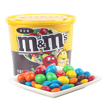 德芙(dove) m&ms豆妙趣畅享混合装巧克力豆桶装270g 花生牛奶巧克力豆