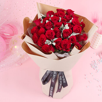 春舞枝 33朵红玫瑰鲜花花束同城速递情人节求婚表白生日礼物北京上海
