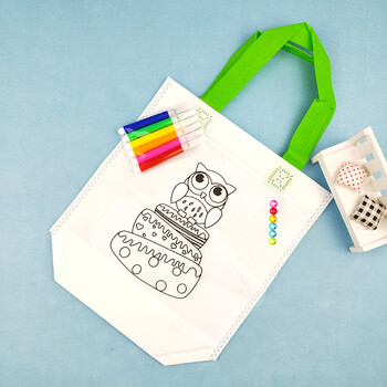 儿童diy环保袋涂鸦包手工制作无纺布涂色绘画材料包 益智填色玩具 ty