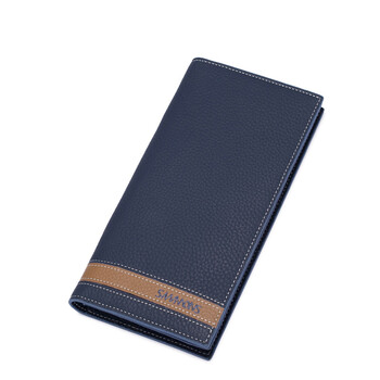 萨蒙斯男包 头层牛皮长款钱包时尚撞色真皮钱包男士手拿钱夹 350102