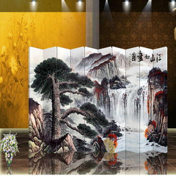 防水防透免安装折叠双面中式艺术屏风隔断酒店会所美容院屏风水墙文化墙背景墙隔断101112扇 11-3 12扇防水防透加厚