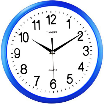 timess 简约立体刻度超静音客厅挂钟12英寸钟表 s9956-1 白底蓝框 浅