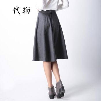 代勒2016春装新款毛呢女士半身裙 灰色 S