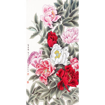 国画装饰画画心喷绘宣纸防水油画布竖幅合集名人字画8-160 杏色 99王