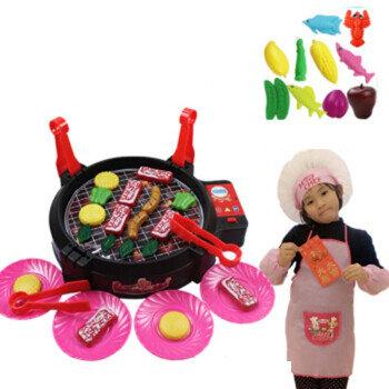 过家家仿真烧烤炉玩具bbq烤肉宝宝厨房厨具子玩具烧烤炉 10个食物 厨师