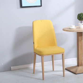 北欧式餐椅布艺可拆靠背椅餐厅酒店椅子家用餐桌椅子2018 黄色浅木纹