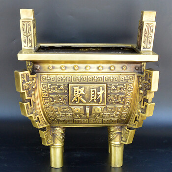 铜魂古匠黄铜鼎摆件铜四方鼎商务礼品公司办公室酒店会所摆设摆件大号