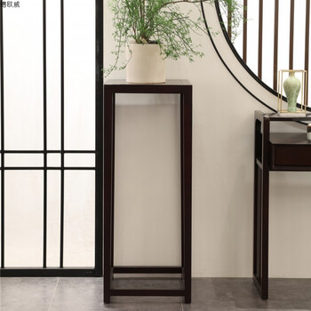 新中式花架实木现代客厅置物架会所样板房盆景架单层仿古花几边几