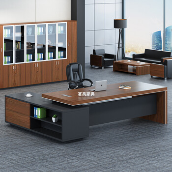 6米老板桌 配套办公椅 右侧柜