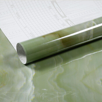 厨房 贴纸 灶台用 砖墙贴壁纸自粘橱柜贴纸 fy浅绿大理石60cm*3米