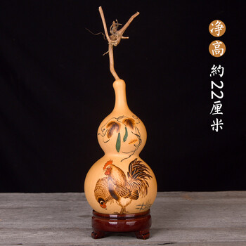 葫仙天然葫芦摆件十二生肖摆件手工烙画葫芦挂件送孩子老人礼物鸡高约