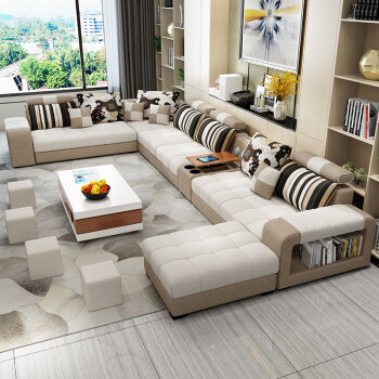 晶玲 沙发 布艺沙发组合 现代北欧大小户型客厅简约布艺沙发茶几电视