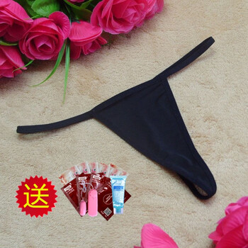 内裤性感开裆紧身小胸透明丁字裤t裤头lqc 黑色 usb 润滑剂 护理湿巾