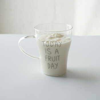 创意英文字母玻璃杯 耐热早餐牛奶杯 花茶杯水杯有柄办公室水杯 黑色