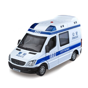 MINI AUTO120救护车急救车 110警车声光版回力合金小汽车 男孩玩具合金汽车 合金110蓝色警车