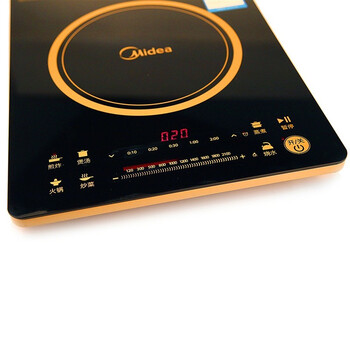 美的（Midea）电磁炉 RH2114 高性能匀火纤薄双滑控触屏（赠品质炒锅+欧式汤锅） 黑色