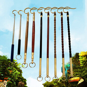 鸟笼挂杆 挂钩 鸟笼配件挂杆 不锈钢伸缩加长鸟用品 3号黄金檀加粗挂