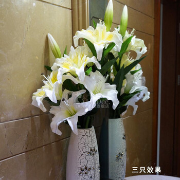 Lmdec 仿真百合香水百合pu百合仿皮手感保湿百合花高仿真花假花1支 黄色3头pu百合 图片价格品牌报价 京东