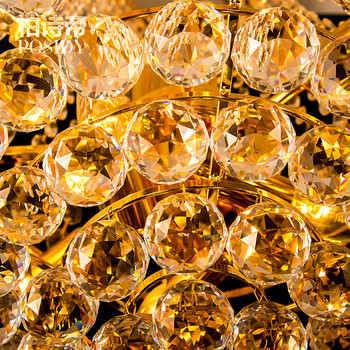 柏诗帝 客厅灯 客厅水晶灯 现代简约 金色水晶灯 餐厅灯 酒店大堂灯 大厅灯别墅吊灯具灯饰 宽400*高450