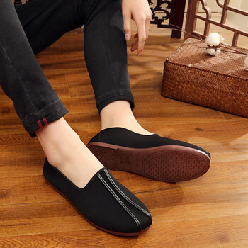 中国风老北京男鞋复古洒鞋中老年透气云头传统老头鞋功夫鞋黑布鞋