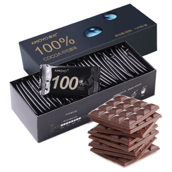 魔吻（AMOVO）100%可可无蔗糖特苦纯黑巧克力纯可可脂糖果休闲零食120g