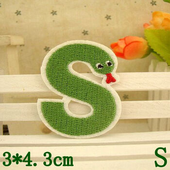 卡通布贴补丁贴布衣服裤子刺绣diy名字标记26动物色英文字母 s