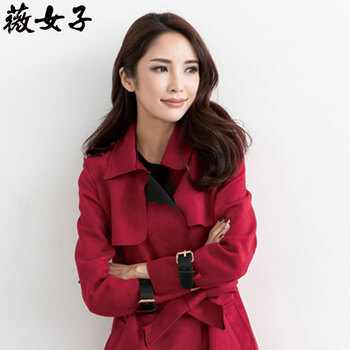 
                                        薇女子 2016秋季新款女装韩版女士长款大码显瘦外套宽松时尚风衣 女C1047 红 色 M                