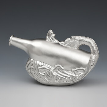 银友(yinyou)纯银醒酒壶摆件分酒器复古做旧银壶酒具手工足银999中式