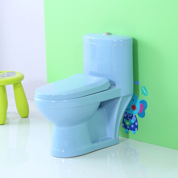 彩色儿童马桶 陶瓷彩色盖坐便器 幼儿园小孩马桶 卫浴彩花座便器 蓝色
