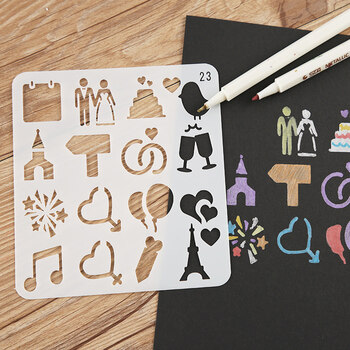 手工绘画镂空模板diy手工相册工具材料模具情侣制作模具 婚礼小物23