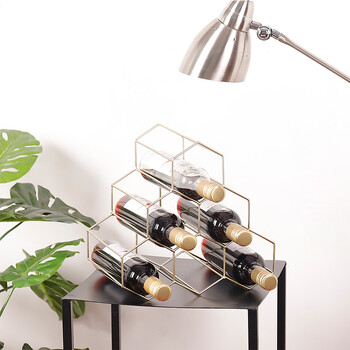 风格家用餐厅客厅葡萄红酒架摆件现代酒柜摆件摆设装饰品 金色