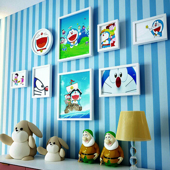 卡通哆啦a梦实木照片墙欧式相框墙时尚创意小墙面相片墙现代客厅儿童