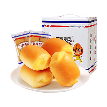 三辉麦风 三辉功夫小面包 奶油味1kg/箱早餐 面包休闲零食