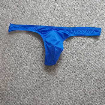 男士内裤u凸情趣t裤性感半透明冰丝丁字裤男速干低腰隐形裤衩 蓝色