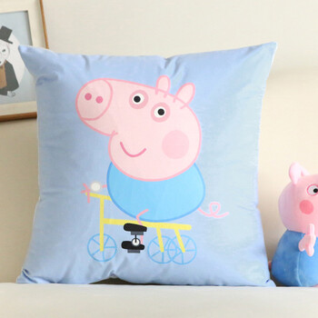 小猪佩奇抱枕社会人沙发汽车办公室靠垫可爱毛绒乔治公仔靠枕套 乔治