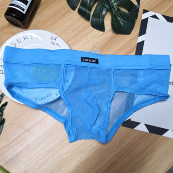 男士透明内裤网眼低腰性感诱惑超薄网纱冰丝夏季青年潮漏jj三角裤 146