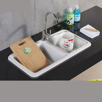 陶瓷厨房洗菜盆台上双盆水池 陶瓷菜盆双水槽高温耐磨好清洗 双水槽单