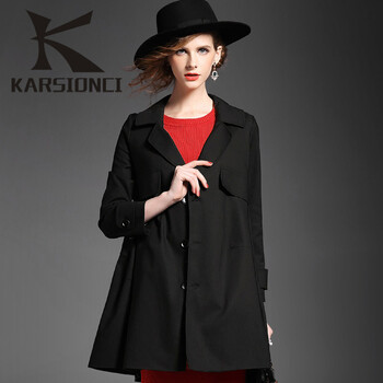 KARSIONCI 2015年新款秋冬新款专柜产品A字七分袖女式大衣 黑色 M