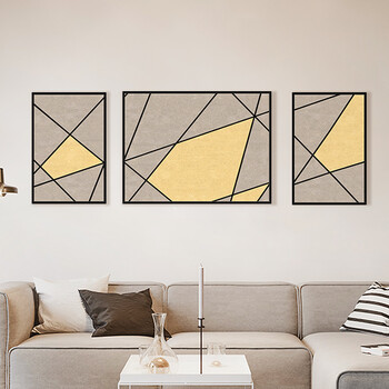贝塔丽雅 沙发背景墙墙装饰画客厅餐厅创意几何三联组合墙画 现代简约