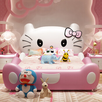 公主床卡通单人床带护栏1.2米1.5粉红色hellokitty床 单床 1800*2000