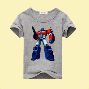 新款夏季定制变形金刚儿童装男童男孩子夏天短袖t恤男孩衣服 浅灰色