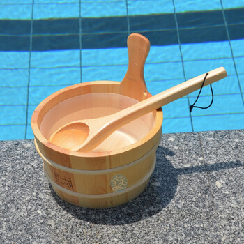 制造小木桶配件汗蒸木质水桶手提送木勺水瓢内胆wd 木桶/木杓(送内胆)