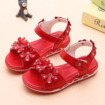 凉鞋儿童宝宝小女孩公主鞋中大童软底沙滩凉鞋zc-tx-智跑&316 红色 24